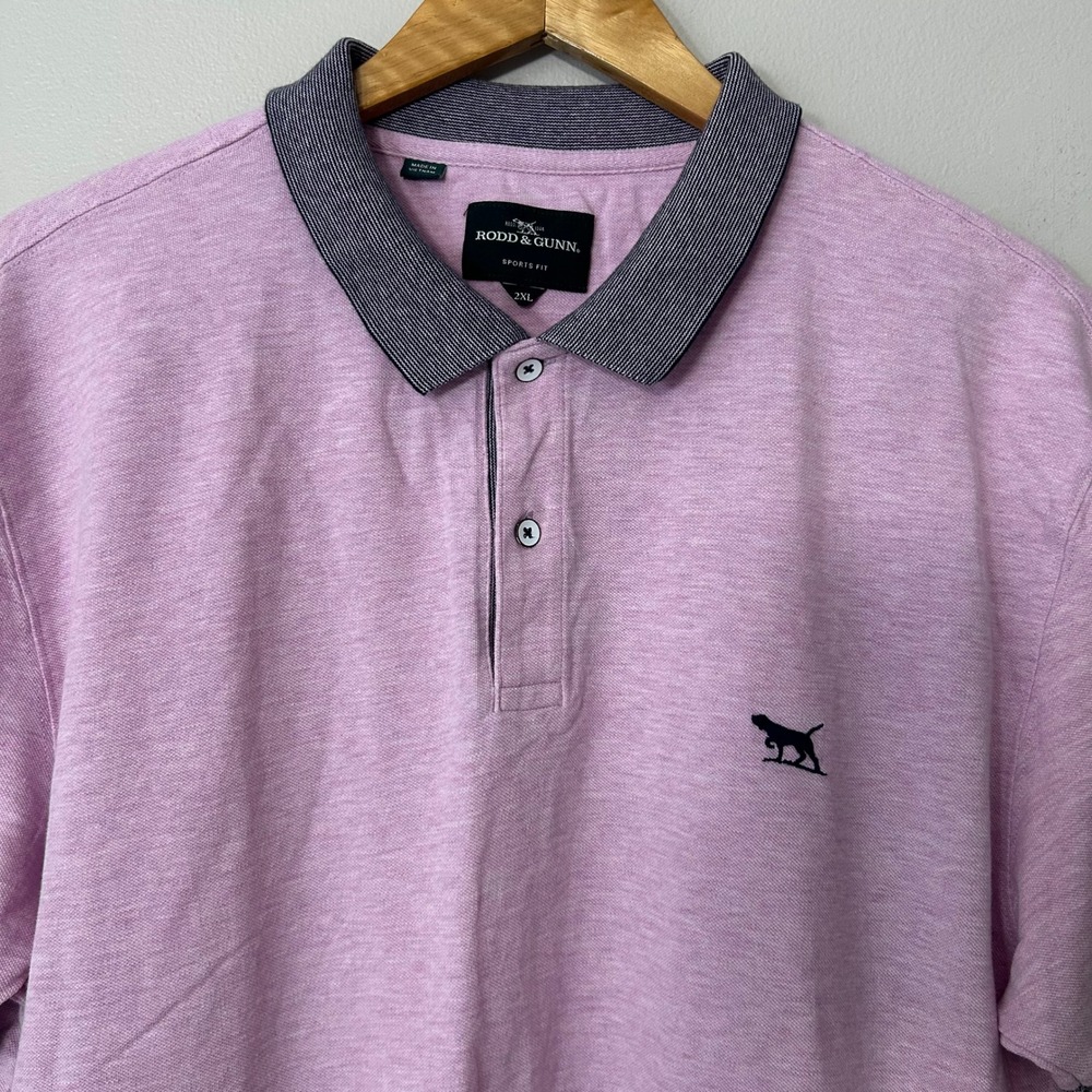 Rodd & Gunn Polo Shirt Men XXL Pink Sports Fit Australian Cotton Contrast Trim